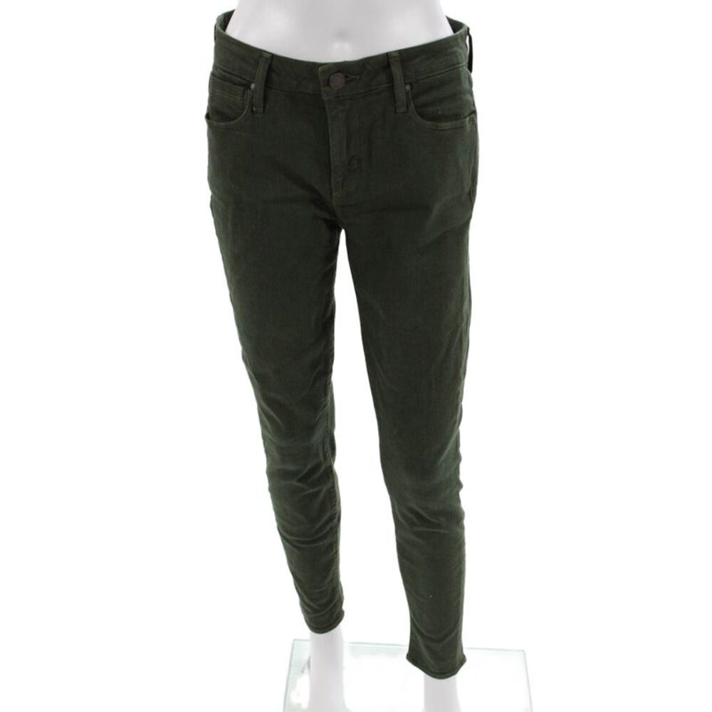 Parker Smith Womens Ankle Jeggings Green Mid Rise Button Size 29